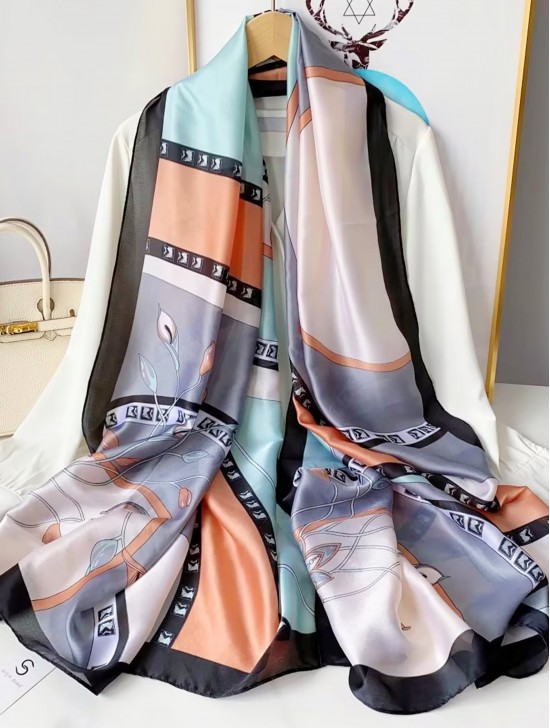 Premium Silk Feeling Spring Print Scarf